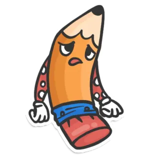 😞 81f56742 Bleistift, Cartoon, traurig, Schreibwaren, Bildung, Zeichnung telegram sticker