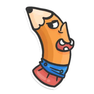 🤨 da190f7a Bleistift, Cartoon, Anthropomorph, Charakter, Zeichnung, Schreibwaren telegram sticker
