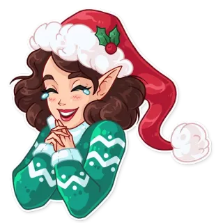 😂 040d8a4e เอลฟ์, คริสต์มาส, ซานต้า, มีความสุข, วันหยุด, เด็กผู้หญิง, การ์ตูน telegram sticker