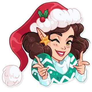 😉 6ee1ce3d คริสต์มาส, เอลฟ์, เทศกาล, วันหยุด, การ์ตูน, ขยิบตา telegram sticker