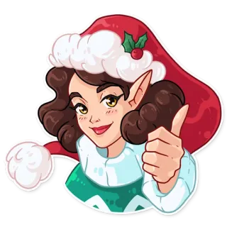 👍 7ef6e156 เอลฟ์, คริสต์มาส, วันหยุด, ยกนิ้วโป้ง, การ์ตูน, รื่นเริง telegram sticker
