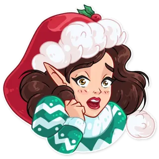 😨 b59e1340 เอลฟ์, คริสต์มาส, วันหยุด, ผู้หญิง, ฤดูหนาว, น่ารัก, การ์ตูน telegram sticker