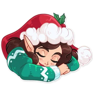 😴 f28aeb74 คริสต์มาส, เอลฟ์, นอนหลับ, น่ารัก, วันหยุด, ฤดูหนาว telegram sticker
