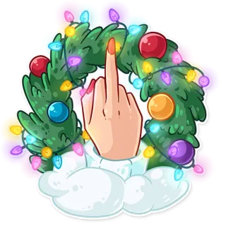 🖕 fdcc1e80 นิ้วกลาง, หยาบคาย, คริสต์มาส, พวงหรีด, ดูถูก telegram sticker