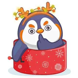 🖕 ad8beb90 เพนกวิน, นิ้วกลาง, หยาบคาย, คริสต์มาส, เขา, กล่อง, สติกเกอร์ telegram sticker