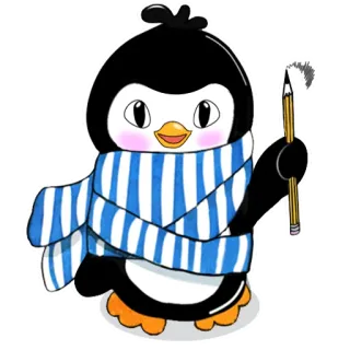 🎨 3a13abd4 pinguïn, sjaal, potlood, cartoon, schattig, dier, illustratie telegram sticker