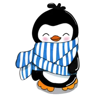 🙂 9c444d35 pinguïn, schattig, sjaal, winter, dier, cartoon telegram sticker