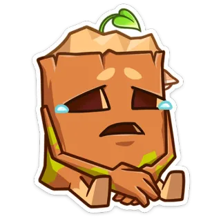 😭 05ac6683 植物, 哭泣, 悲伤, 卡通, 贴纸, 木头, 眼泪, 情感 telegram sticker