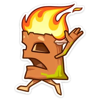 🔥 4246bee8 木制, 火, 跑步, 卡通, 角色, 火焰 telegram sticker