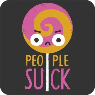 😢 af3d3806 PEOPLE SUCK permen lolipop, marah, kasar, sarkastik, permen, humor, kartun, pernyataan telegram sticker