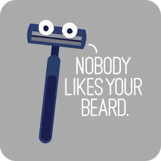 😰 b3c4ec35 NOBODY LIKES YOUR BEARD. pisau cukur, jenggot, mencukur, perawatan, humor, kartun telegram sticker