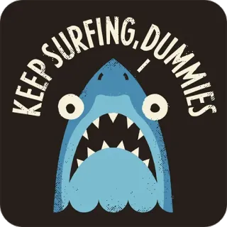 😥 b435a0a3 KEEP SURFING, DUMMIES hiu, selancar, boneka, kartun, samudra, laut, hewan telegram sticker