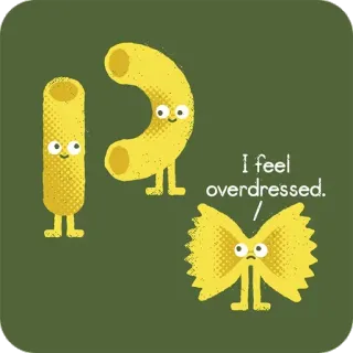 😥 c9a97ebd I feel overdressed. Pasta, Humor, Makanan, Mie, Terlalu mewah, Kartun, Lucu telegram sticker
