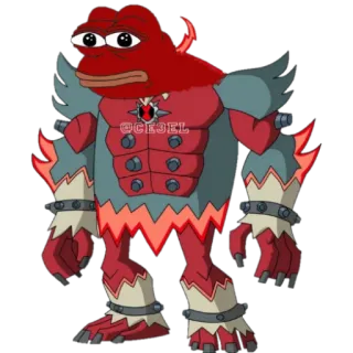 🐸 1134574b @CE3EL ペペザフロッグ, ベン10, アニメ, ミーム, ファンアート, 赤, キャラクター telegram sticker