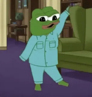 🕺 f1afd966 Pepe the Frog เปเป้, เปเป้ เดอะ ฟร็อก, กบ, มีม, ชุดนอน telegram sticker