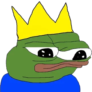 😐 ea33a6e9 Pepe the Frog 페페, 개구리, 왕, 왕관, 밈 telegram sticker
