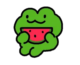💚 0a4ba9cc カエル, スイカ, かわいい, アニメ telegram sticker