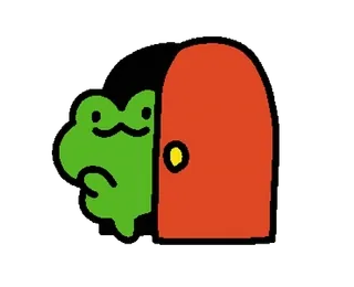 💚 5bdad22c カエル, ドア, のぞき見, 漫画, かわいい, ユニーク telegram sticker
