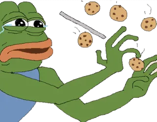 😢 306ca9b3 Pepe the Frog Pepe de Kikker, kikker, meme, verdrietig, koekjes whatsapp sticker