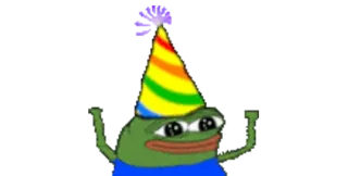 🥳 9f93ad2a Pepe pepe, kikker, verjaardag, feest telegram sticker