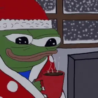 ❄️ 7dea5f95 Pepe the Frog pepe, rana, meme, natale, inverno, cappello da babbo natale, accogliente telegram sticker