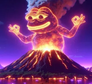 🌟 86385069 Pepe the Frog pepe, katak, gunung berapi, neon, meme telegram sticker