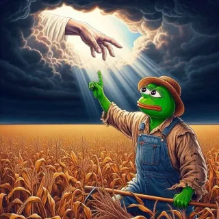 🌟 ef889a7e Pepe the Frog pepe, katak, petani, dewa, ladang, jagung telegram sticker