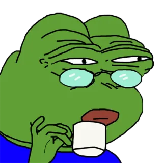 🤓 8e62ddc1 Pepe the Frog pepe, grenouille, mème, mème internet, dessin animé, boire whatsapp sticker