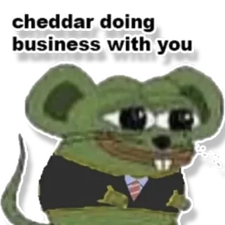 💼 355ff80d cheddar doing business with you muis, business, meme, grappig, pak, cartoon telegram sticker