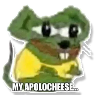 😢 a306d9f8 MY APOLOCHEESE... rat, muis, excuus, kaas, dier, meme telegram sticker