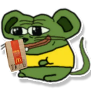 🙏 b43103a0 Pepe de Kikker, McDonald's, muis, cartoon telegram sticker