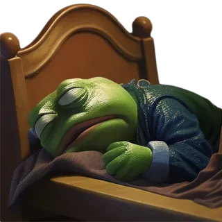 💤 71577f67 лягушка, сон, спящий, мультфильм, уставший, кровать, ленивый telegram sticker