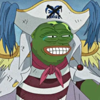 😂 9cc1f6f4 Pepe One Piece MARINE Pepe si Kodok, One Piece, Meme, Anime, Menangis, Marinir telegram sticker