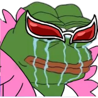 😭 b1709c84 pepe, kodok, menangis, meme, internet, sedih, merah muda, kacamata telegram sticker