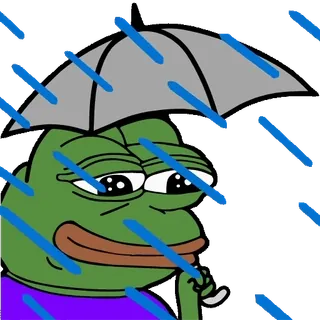 ☔️ 1fbc52f8 Pepe the Frog Pepe, rana, meme, triste, paraguas, lluvia telegram sticker