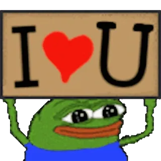 ❤️ 663421c8 Pepe the Frog I ❤️ U amor, corazón, Pepe, rana, meme, te amo telegram sticker