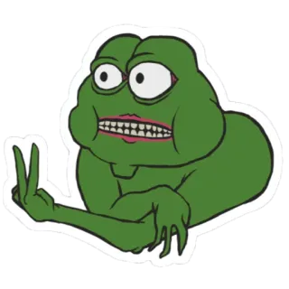 ✌️ 6d6bfde9 ペペ, カエル, 不快, ジェスチャー telegram sticker