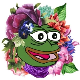 😃 7154d569 Pepe the Frog ペペ, カエル, ミーム, インターネット, 花 telegram sticker