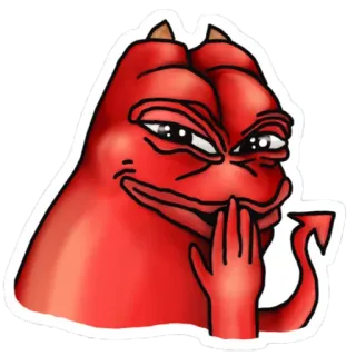 😄 84be8819 ペペ, 悪魔, 悪霊, ミーム, 赤 telegram sticker