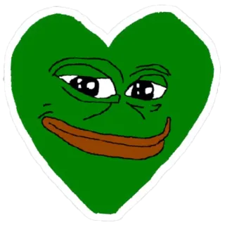 💚 9ab69fce Pepe the Frog ペペ, カエル, ミーム, ハート, 緑, ドヤ顔 telegram sticker