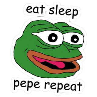 🐸 cb68be48 Pepe eat sleep pepe repeat ミーム, ペペ, インターネットミーム, カエル telegram sticker