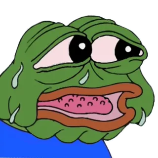 😥 e07b1a2c Pepe the Frog ペペ, カエル, ミーム, 悲しい, 汗, 困惑 telegram sticker