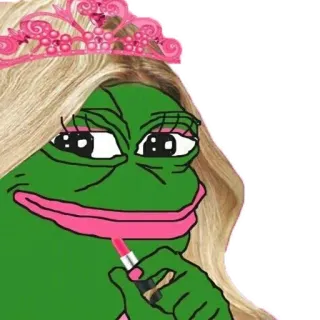 👸 f2416d0d Pepe the Frog ペペザフロッグ, ミーム, プリンセス, メイク, カエル telegram sticker