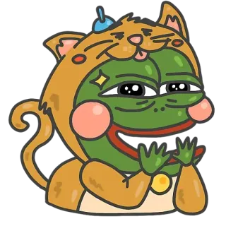😺 b308b1b1 Pepe the Frog Pepe the Frog, meme, frog, cat costume, sticker telegram sticker