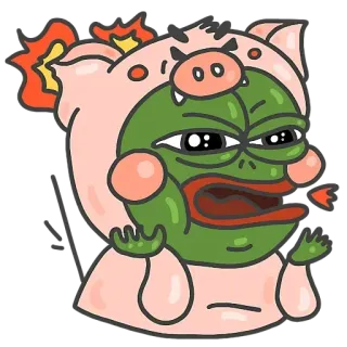 😺 ed410b49 Pepe the Frog pepe, frog, angry, meme, cartoon, pig telegram sticker