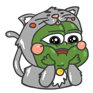 😺 f2cfef28 Pepe the Frog pepe, frog, meme, cat, animal, cartoon telegram sticker