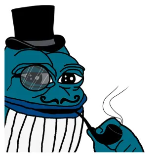 😂 77e582d6 pepe si katak, meme, topi tinggi, monokel, pipa rokok telegram sticker