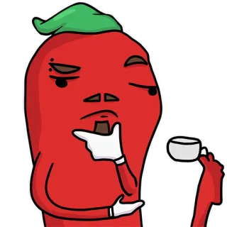 😮 b8ee120f コショウ, 赤ピーマン, 考える, お茶, 野菜, ステッカー telegram sticker