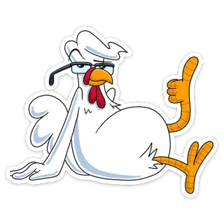 👍 34f2b078 닭, 만화, 좋아요, 동물, 안경, 편안한, 가금류 telegram sticker