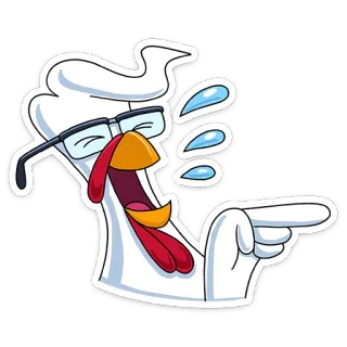 😂 42d22306 닭, 만화, 웃음, 가리키는, 이모티콘, 칠면조, 웃긴 telegram sticker